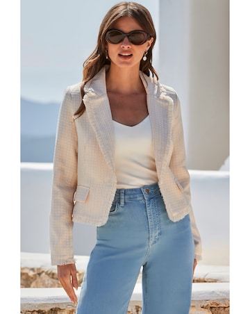 Sosandar Raw Edge Boucle Jacket