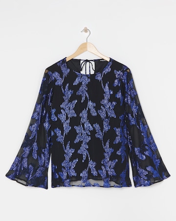 Jacquard Tie Back Blouse