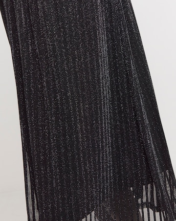 Knitted Glitter Shadow Stripe Maxi Skirt