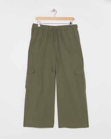 Simply Be Khaki Drawcord Waist Utility Wide Leg Trousers