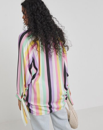 Twisted Wunder Candy Stripe Tie Cuff Oversized Shirt