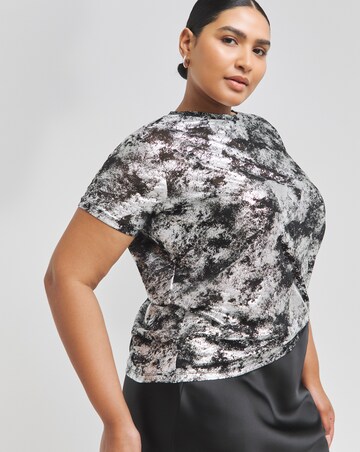 Black & Silver Metallic Mesh T-Shirt