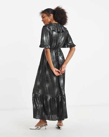 Flounce London Foil Ruffle Maxi Dress