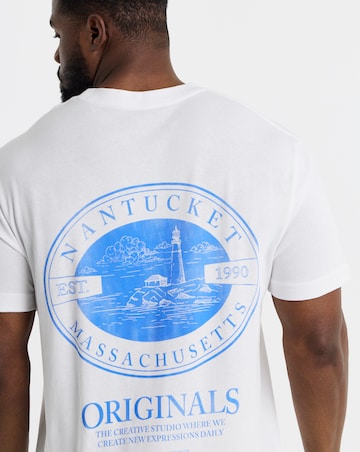 Jack & Jones Massachusetts Originals Back Graphic T-Shirt - White