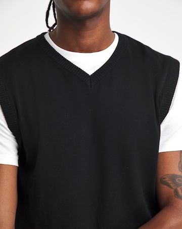 Black Knitted Cotton Sweater Vest