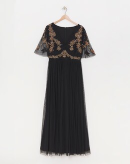 Maya Curve Contrast Embellished Maxi Dress