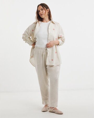 Simply Be Sage Flower Embroidered Stripe Shirt