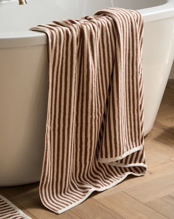 Yard Hebden Stripe Cotton Towel - Pecan