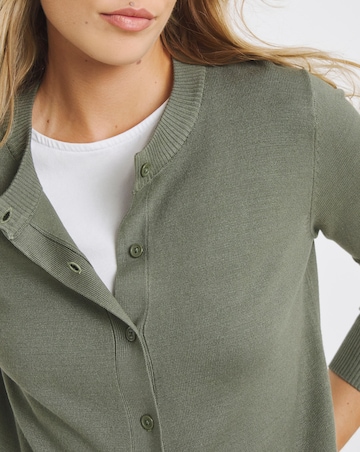 Eversoft Khaki Crew Neck Cardigan