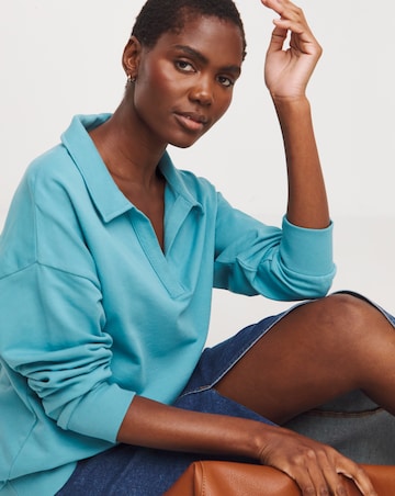 Light Blue Rugby Collar Sweatshirt