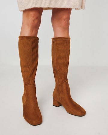 Demi Knee Kigh Heeled Boot - Extra Wide Fit (EEE) & Super Curvy/Curvy Plus Calf