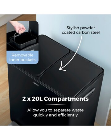 Tower 40L Recycling Pedal Bin Black