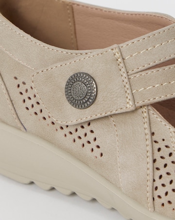 Cushion Walk Beige Mary Jane Comfort Flats - Wide Fit (E)