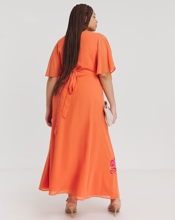 Maya Curve Embellished Wrap Maxi Dress