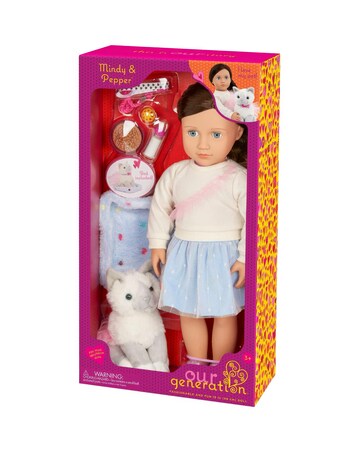 Our Generation Mindy & Pepper Doll & Kitten Set