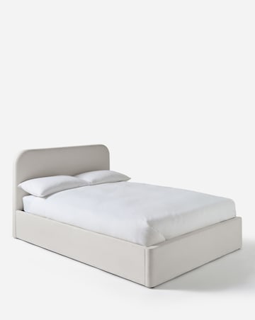 Emery Fabric Storage Ottoman Bed with 3 Layer Memory Foam Hybrid Mattress