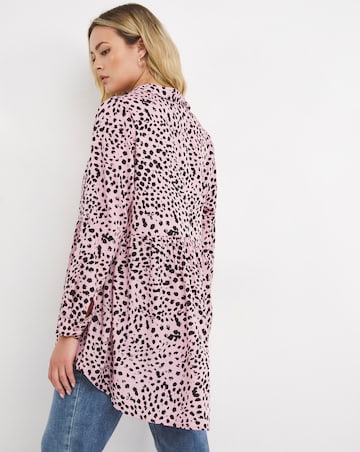 Pink Spot Dipped Back Tunic Shirt