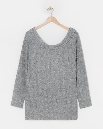 Simply Be Grey Marl Rib Bardot Top