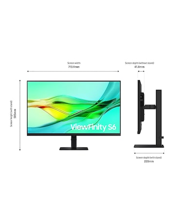 Samsung 32in ViewFinity S6 S60UD 100Hz QHD Ergonomic Monitor - Black