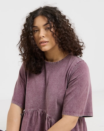 Simply Be Pink Acid Wash Midi Smock Dress With Pockets