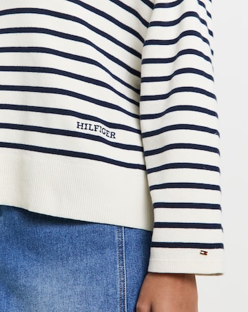 Tommy Hilfiger Mini Stripe V-Neck Long Sleeve Sweater