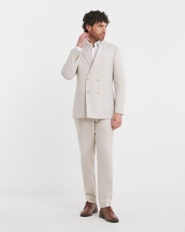 Linen Blend Double Breasted Suit Jacket