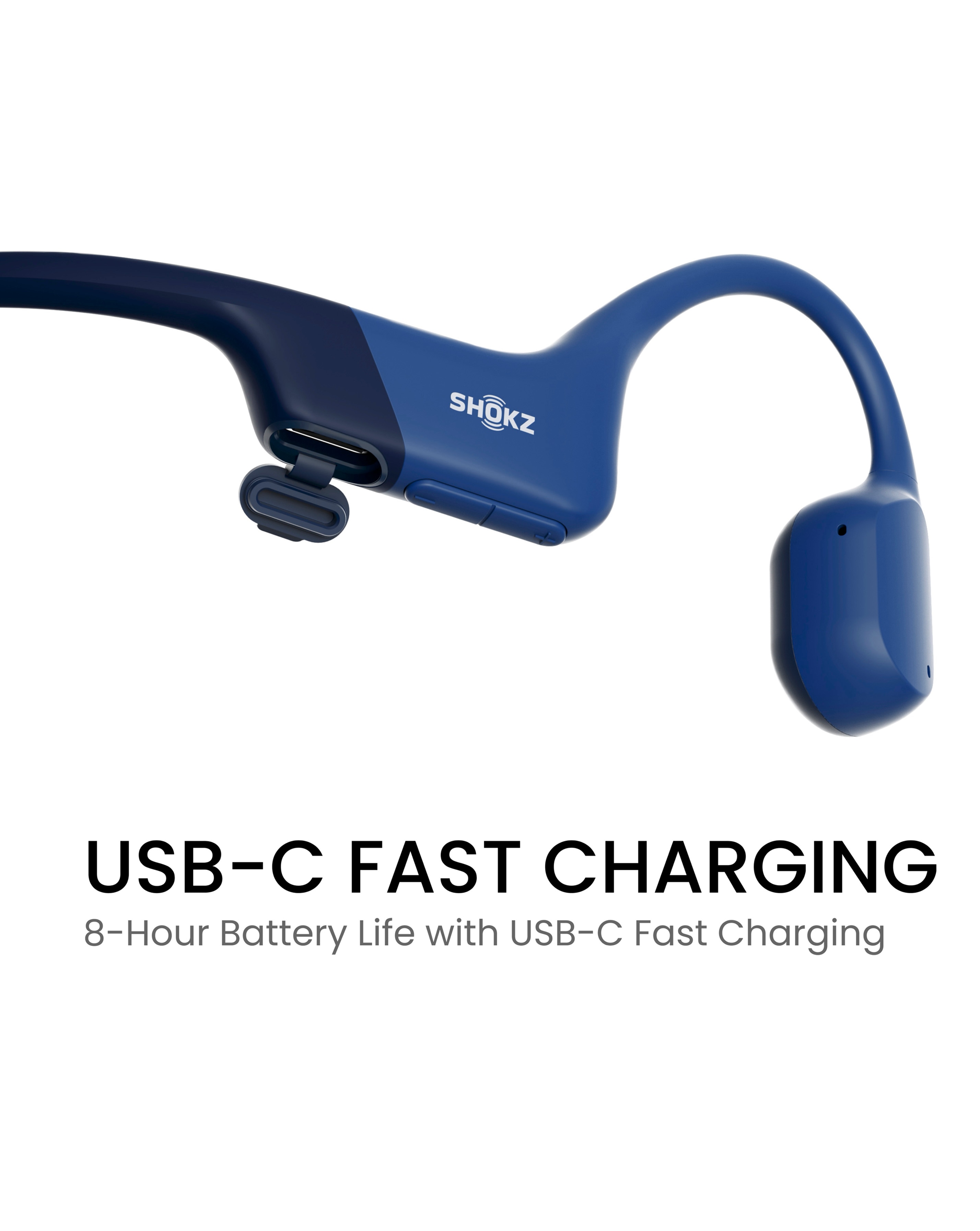 Shokz OpenRun Bone Conduction Open-Ear Headphones - Blue | Fashion