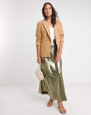 Gold Metallic Jersey Maxi Skirt