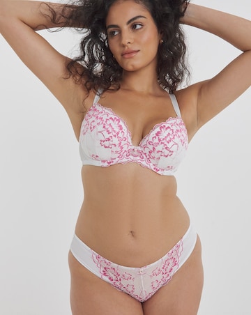 Ann Summers Sexy Lace Planet Plunge Bra White/Pink