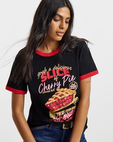 Simply Be Black Cherry Pie Graphic Ringer T-Shirt