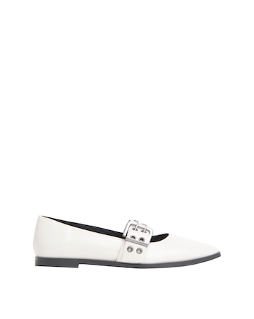 Oslo Hardware Mary Jane Pointy Toe Flat Shoes Wide E Fit