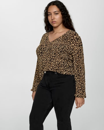 Mango Leopard Print Blouse