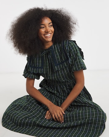 Neon Rose Tartan Midaxi Dress