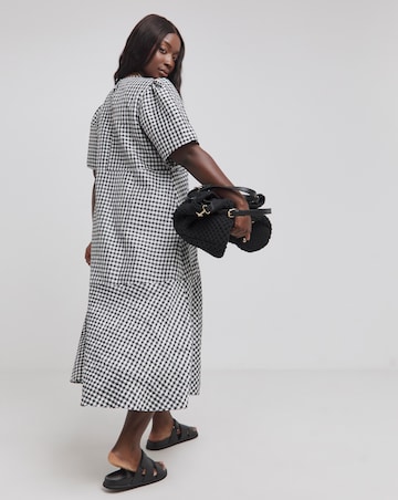 Simply Be Black And White Tiered Gingham Midi Dress