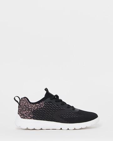 Cushion Walk Black/Pink Ombre Lace-Up Trainers - Extra Wide Fit (EEE)