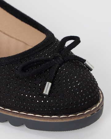 Cushion Walk Black Bow Detail Boucle Ballerinas - Extra Wide Fit (EEE)