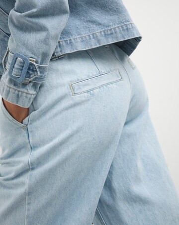 Simply Be Light Wash Tie Detail Wide Leg Denim Parachute Jeans