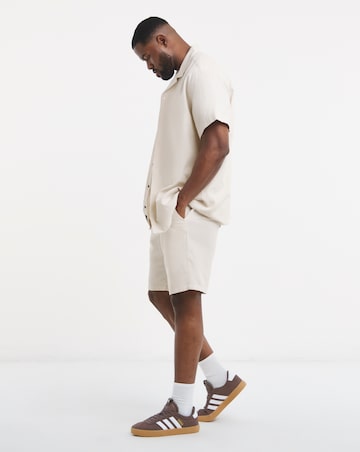 Jack & Jones Global Waffle Resort Shirt and Short Set - Cream