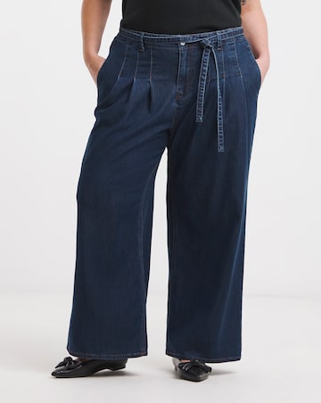Simply Be Indigo Stretch High Rise Wide Leg Jeans