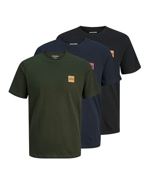 Jack & Jones Brandy Logo T-Shirt 3 Pack - Multi