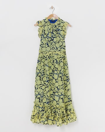 Sleeveless V-Neck Maxi Dress With Frills