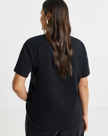 Black Diamante Shoulder Detail T-Shirt