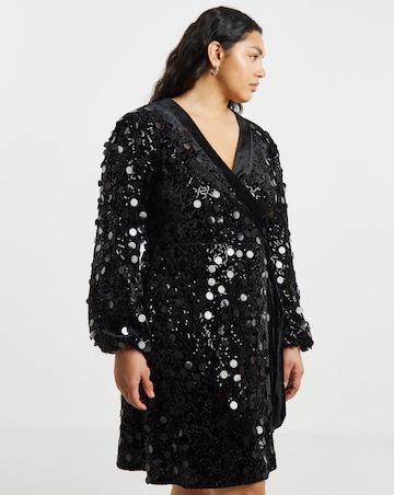 Lovedrobe Velvert Sequin Wrap Dress