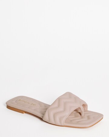 Marrissa Zigzag Quilted Flat Mule Toe Post Sandals Wide Fit