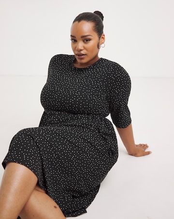 Spot Print Supersoft Jersey Pocket Midi Dress