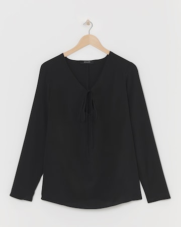 Black Tie Neck Cut Out Top