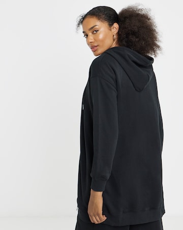 Black Core Zip Through Longline Hoodie