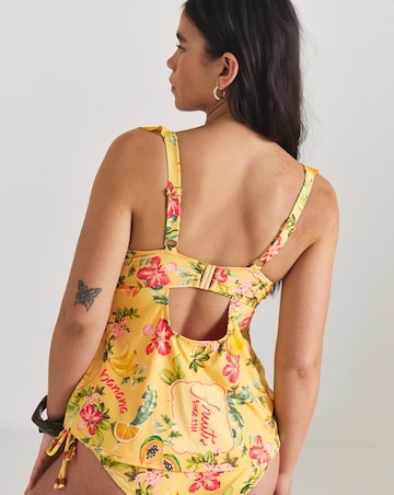 Figleaves Fruit Print Frill Underwired Tummy Control Tankini Top