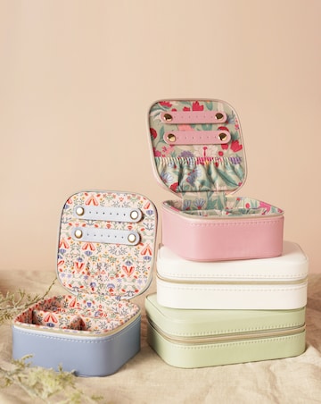 Sophia Lane White & Blue Floral Jewellery Box