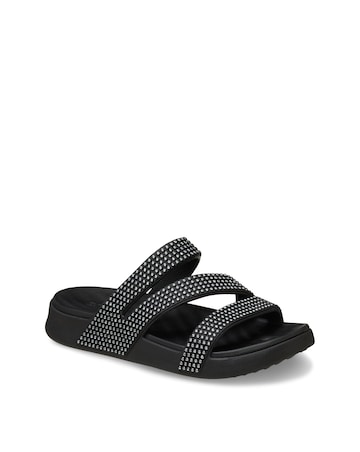 Crocs Black Get Away Strappy Gems Detail - Standard Fit